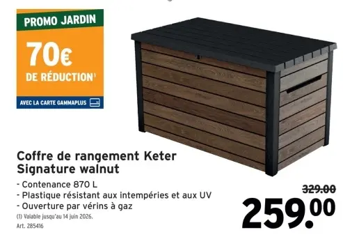 Offre: Coffre de rangement Keter Signature walnut
