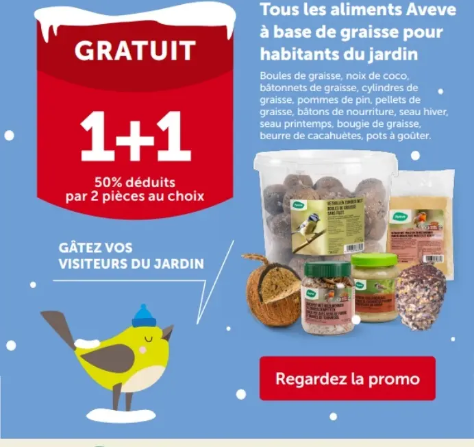 Offre: Aliments Aveve à base de graisse pour habitants du jardin