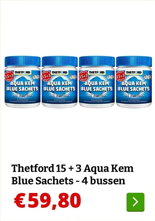 Aanbieding: Thetford 15 + 3 Aqua Kem Blue Sachets - 4 bussen