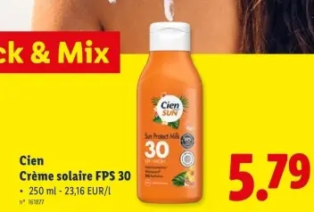 Offre: Crème solaire FPS 30
