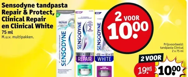 Aanbieding: tandpasta Repair & Protect, Clinical Repair en Clinical White