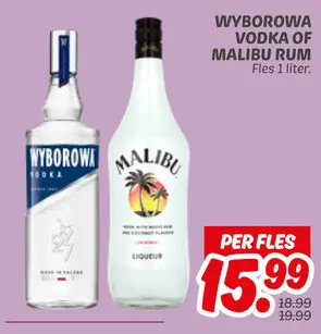 Aanbieding: Wyborowa vodka of Malibu rum
