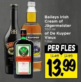 Aanbieding: Baileys Irish Cream of Jägermeister of De Kuy Vieux