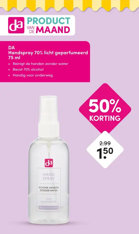 Aanbieding: Handspray 70% licht geparfumeerd