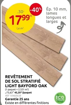Offre: Revêtement de sol stratifié light bayford oak