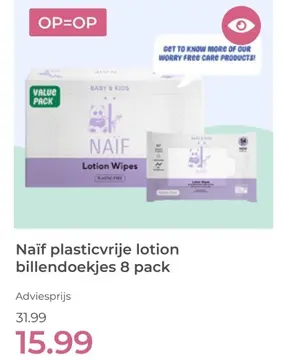 Aanbieding: Naïf plasticvrije lotion billendoekjes