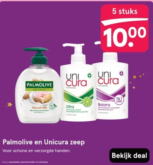 Aanbieding: Palmolive en Unicura zeep