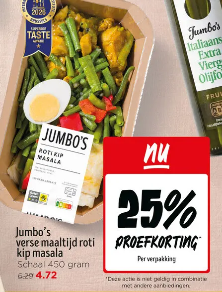 Aanbieding: Verse maaltijd roti kip masala