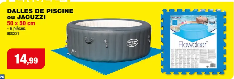 Offre: Bestway tapis de sol piscine en dalles 50x50 cm bleu 9 dalles