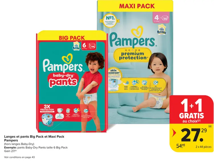 Offre: Langes et pants Big Pack et Maxi Pack