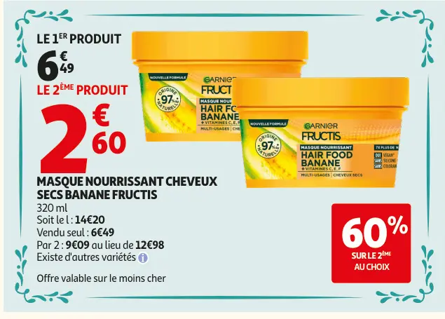 Offre: Masque nourrissant cheveux secs banane