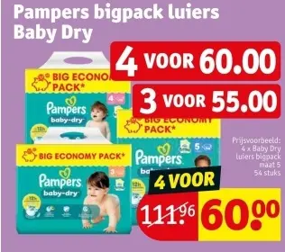 Aanbieding: Pampers bigpack luiers Baby Dry