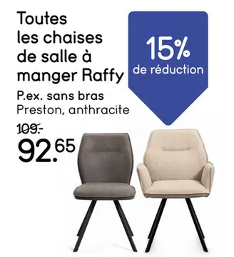 Offre: chaises de salle à manger Raffy