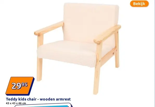 Aanbieding: Teddy kids chair - wooden armrest