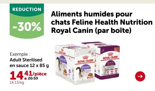 Offre: Aliments humides pour chats Feline Health Nutrition Royal Canin