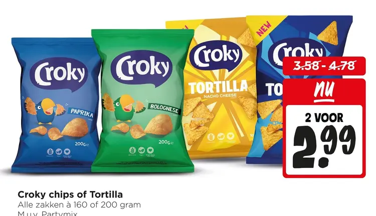 Aanbieding: Croky chips of Tortilla