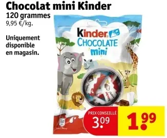 Offre: Chocolat mini Kinder