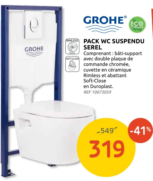 Offre: Pack wc suspendu serel