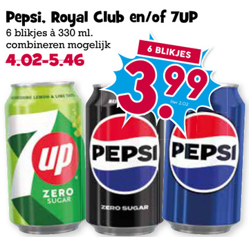 Aanbieding: Pepsi, Royal Club en/of 7UP