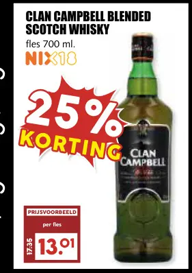 Aanbieding: Clan campbell blended scotch whisky