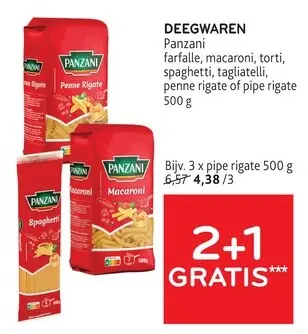 Promotie: Panzani farfalle, macaroni, torti, spaghetti,