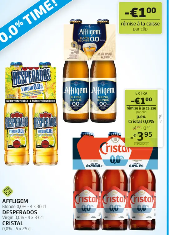 Offre: Cristal 0,0%, Affligem, Desperados