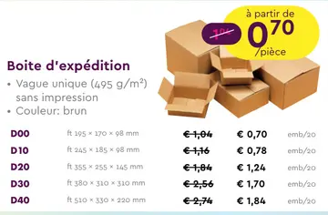Offre: Boite d'expédition