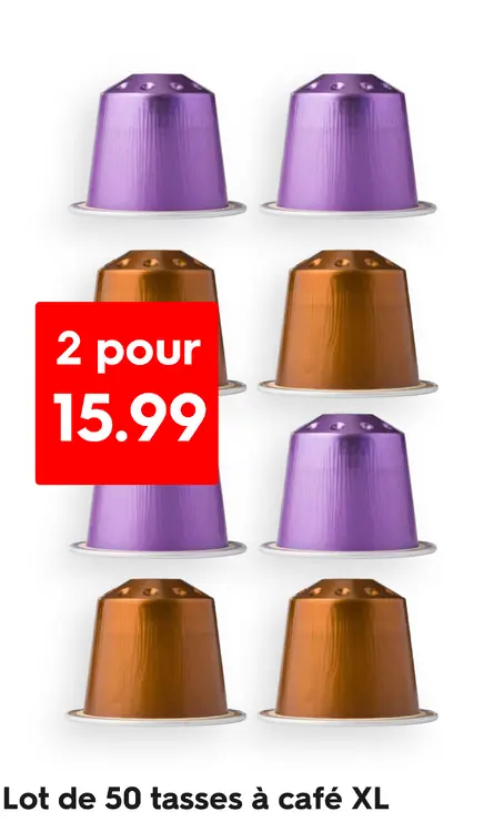 Offre: lot de 50 tasses à café XL