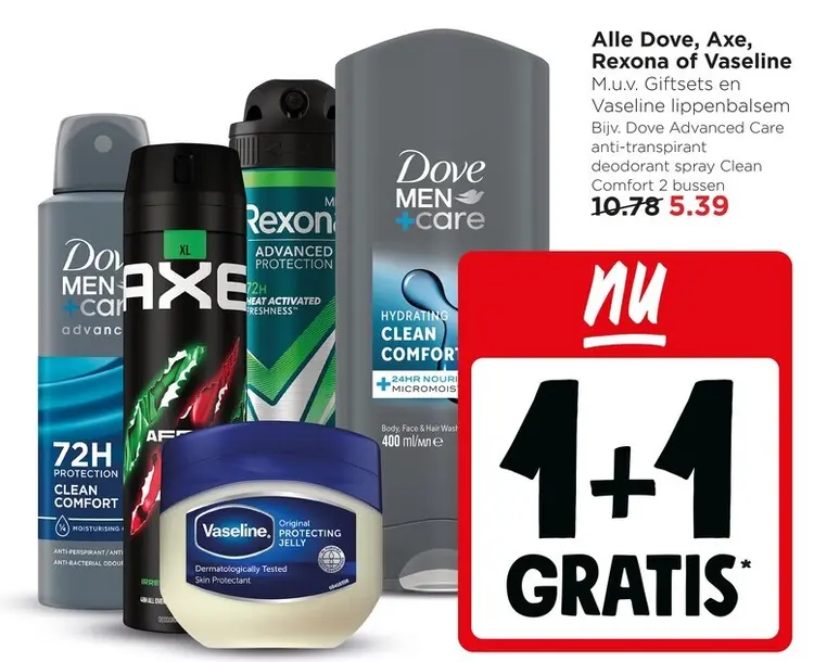 Aanbieding: Alle Dove, Axe, Rexona of Vaseline