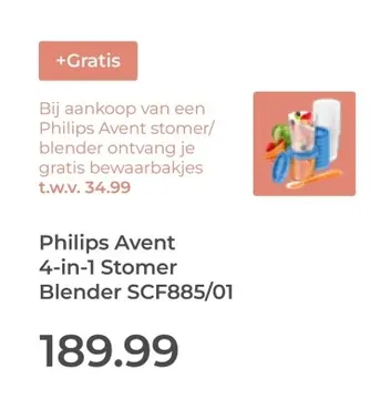 Aanbieding: Philips Avent 4-in-1 Stomer Blender SCF885/01