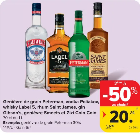 Offre: Genièvre de grain, vodka, whisky, rhum, gin, genièvre et Zizi Coin Coin