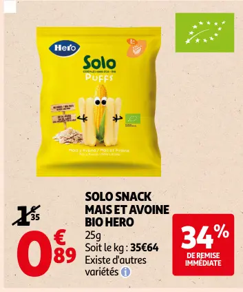 Offre: Solo snack mais et avoine