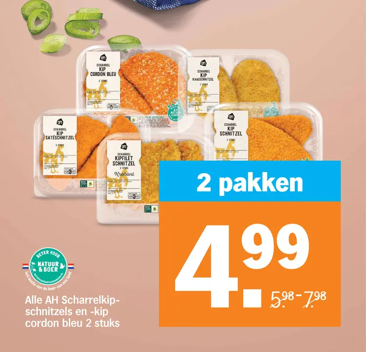 Aanbieding: Scharrelkip-schnitzels en -kip cordon bleu