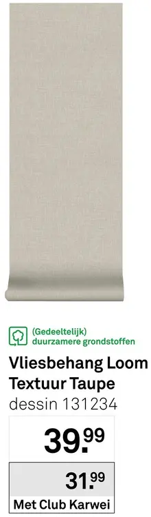Aanbieding: Vliesbehang Loom Textuur Taupe dessin 131234