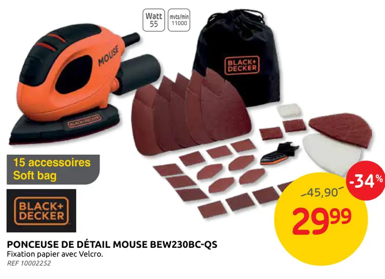 Offre: Ponceuse de détail mouse bew230bc-qs