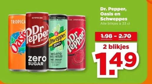Dr. Pepper, Oasis en Schweppes