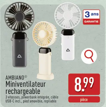Offre: AMBIANO® Miniventilateur rechargeable