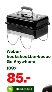 Aanbieding: Weber houtskoolbarbecue Go Anywhere