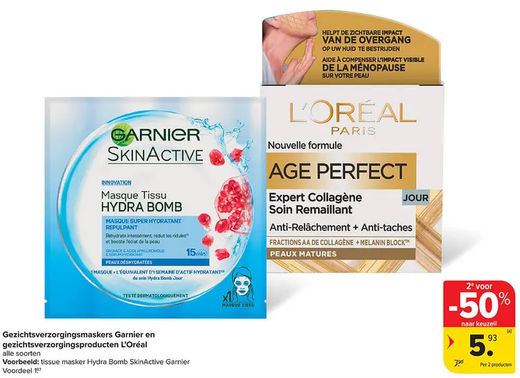 Aanbieding: Gezichtsverzorgingsmaskers Garnier en gezichtsverzorgingsproducten L'Oréal
