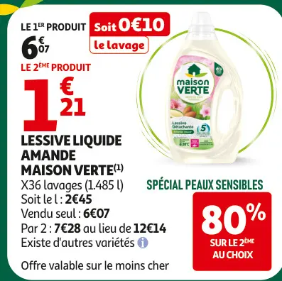 Offre: Lessive liquide amande