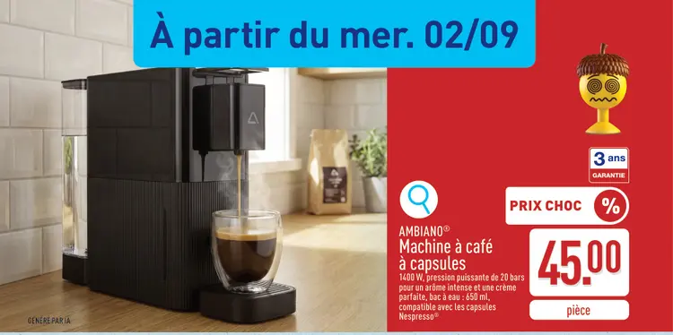 Offre: Machine à café à capsules