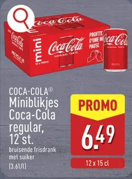 Aanbieding: Miniblikjes Coca-Cola regular, 12 st.