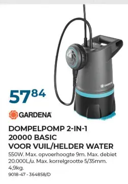Aanbieding: Dompelpomp 2-in-1 20000 basic voor vuil/helde