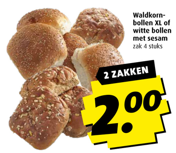 Aanbieding: Waldkorn- bollen XL of witte bollen met sesam