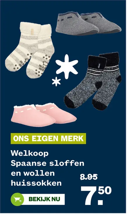 Aanbieding: Spaanse sloffen en wollen huissokken