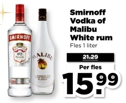 Aanbieding: Smirnoff Vodka of Malibu White rum