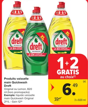 Offre: Produits vaisselle main Quickwash