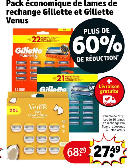 Offre: Pack économique de lames de rechange Gillette