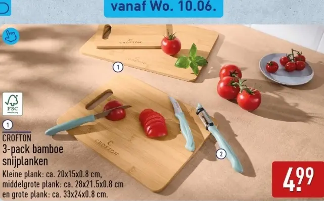 Aanbieding: 3-pack bamboe snijplanken