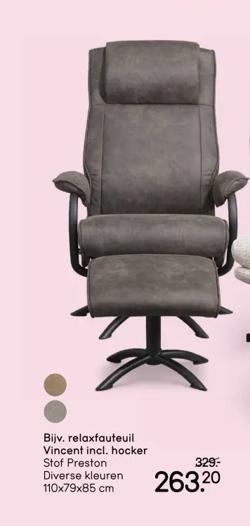 Aanbieding: relaxfauteuil Vincent incl. hocker